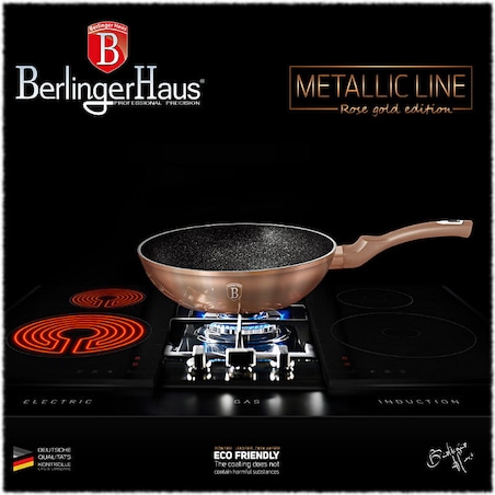 Patelnia Wok 28 cm marmurowa Berlinger Haus BH-1512 Miedziana
