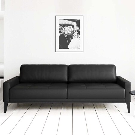 Sofa 3-osobowa Musso - ciemnoszara z pikowanym siedziskiem