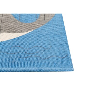 Dywan dziecięcy bawełniany motyw wieloryba 80 x 150 cm niebieski BALABANG
