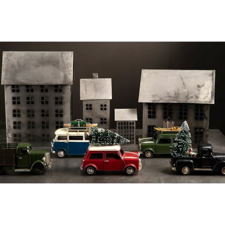 LAMPION DOMEK metalowy SREBRNY loft skandynawski 33x14cm