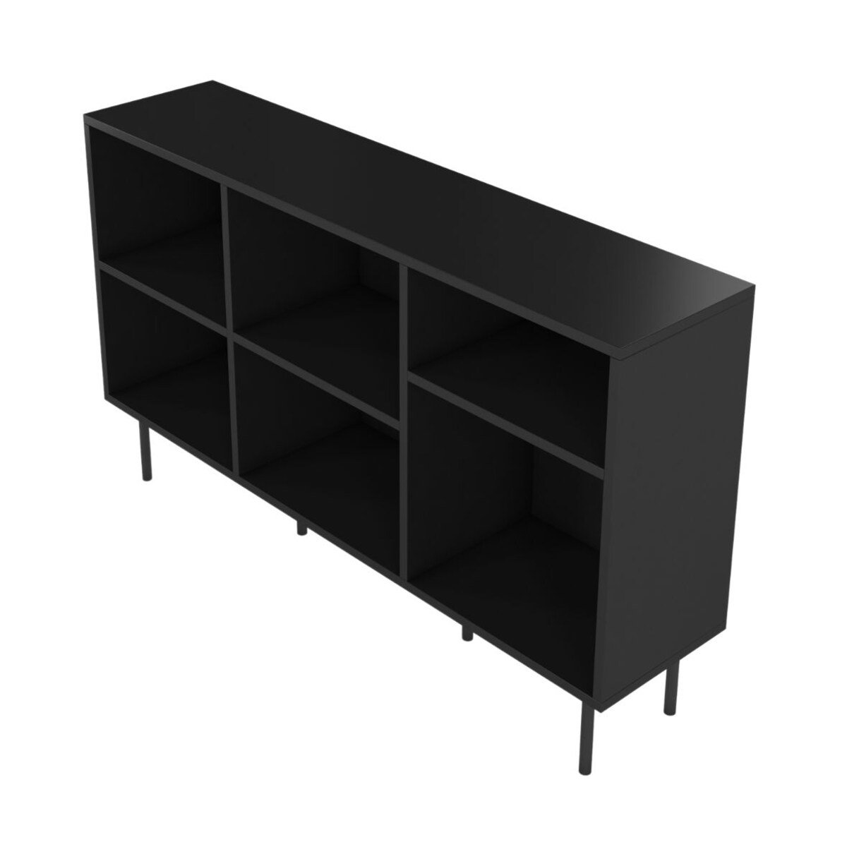 Otwarta komoda / regał w czarnym kolorze Dancan MIRKA / szer. 130 cm