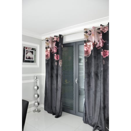 Zasłona welurowa Black Roses 140x250 cm