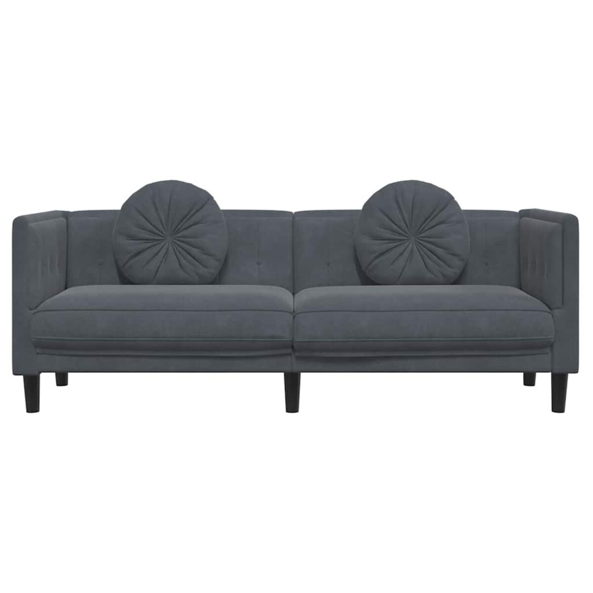 vidaXL Sofa 3-osobowa z poduszkami, ciemnoszara, aksamit
