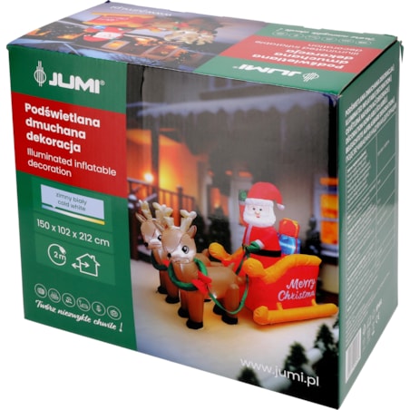 Mikołaj nadmuchiwany Dekoracja Świąteczna Sanie Renifer dmuchaniec JUMIhome
