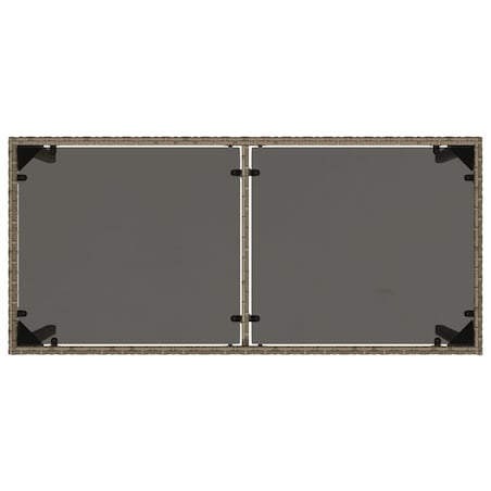 vidaXL Stół ogrodowy ze szklanym blatem, szary, 115x54x74cm, rattan PE