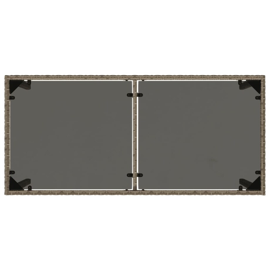 vidaXL Stół ogrodowy ze szklanym blatem, szary, 115x54x74cm, rattan PE