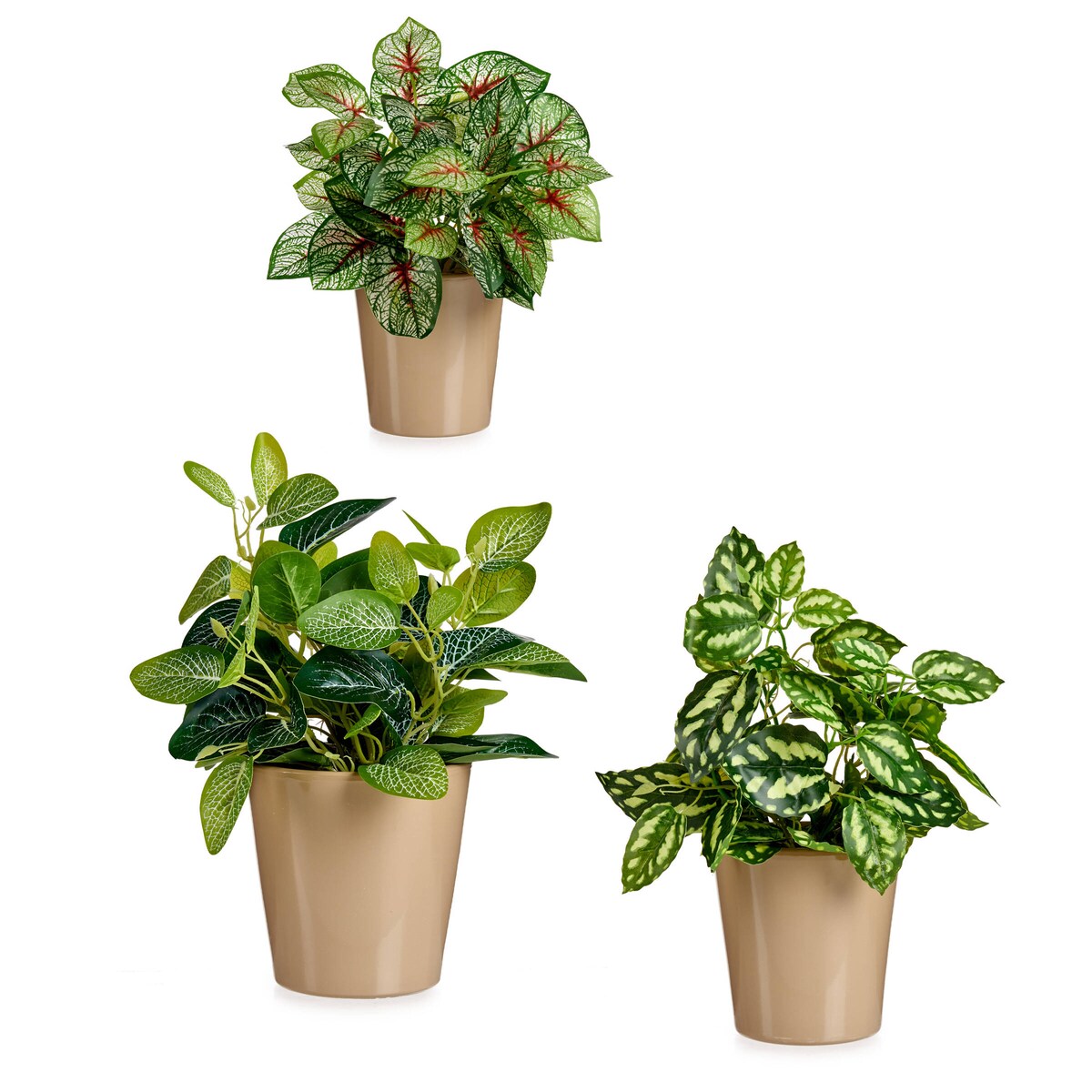 Zestaw doniczek ceramicznych, beżowych, 3 sztuki