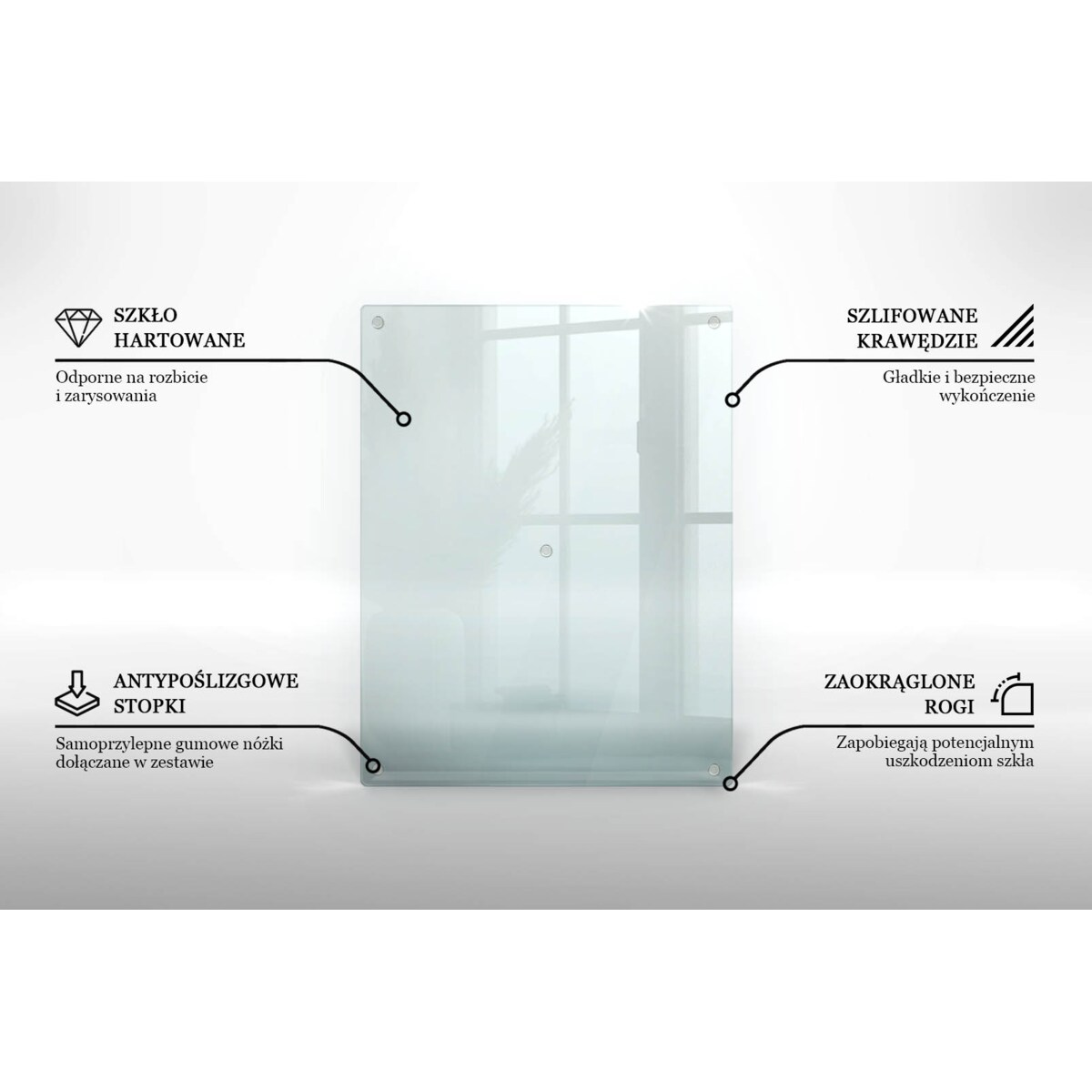 Deska do krojenia, szkło hartowane 52x40