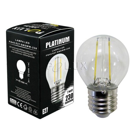 Filamentowa żarówka retro 305091 Polux G45 LED 2W E27 bańka 230lm 230V biała ciepła