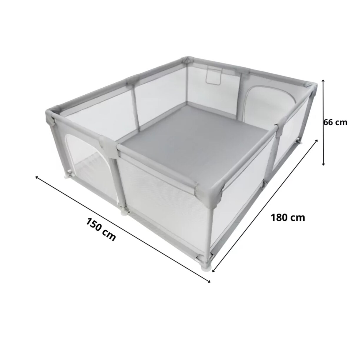 Kojec dla dziecka 150x180 cm suchy basen plac zabaw szary + piłki + torba