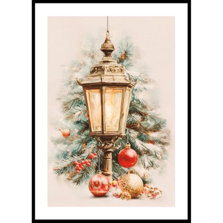 Poster Story, Plakat, Obraz - Latarnia wśród Bombek i Oszronionych Gałęzi, wymiary 70 x 100 cm