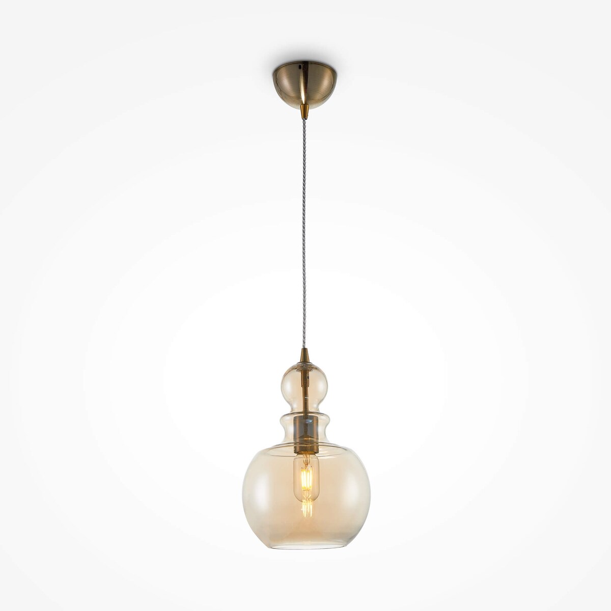 Okrągła lampa wisząca Ton P003PL-01BZ metal bursztynowa