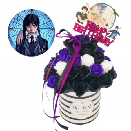 FLOWER BOX DUŻY kwiaty mydlane URODZINY z WEDNESDAY ADAMS prezent happy