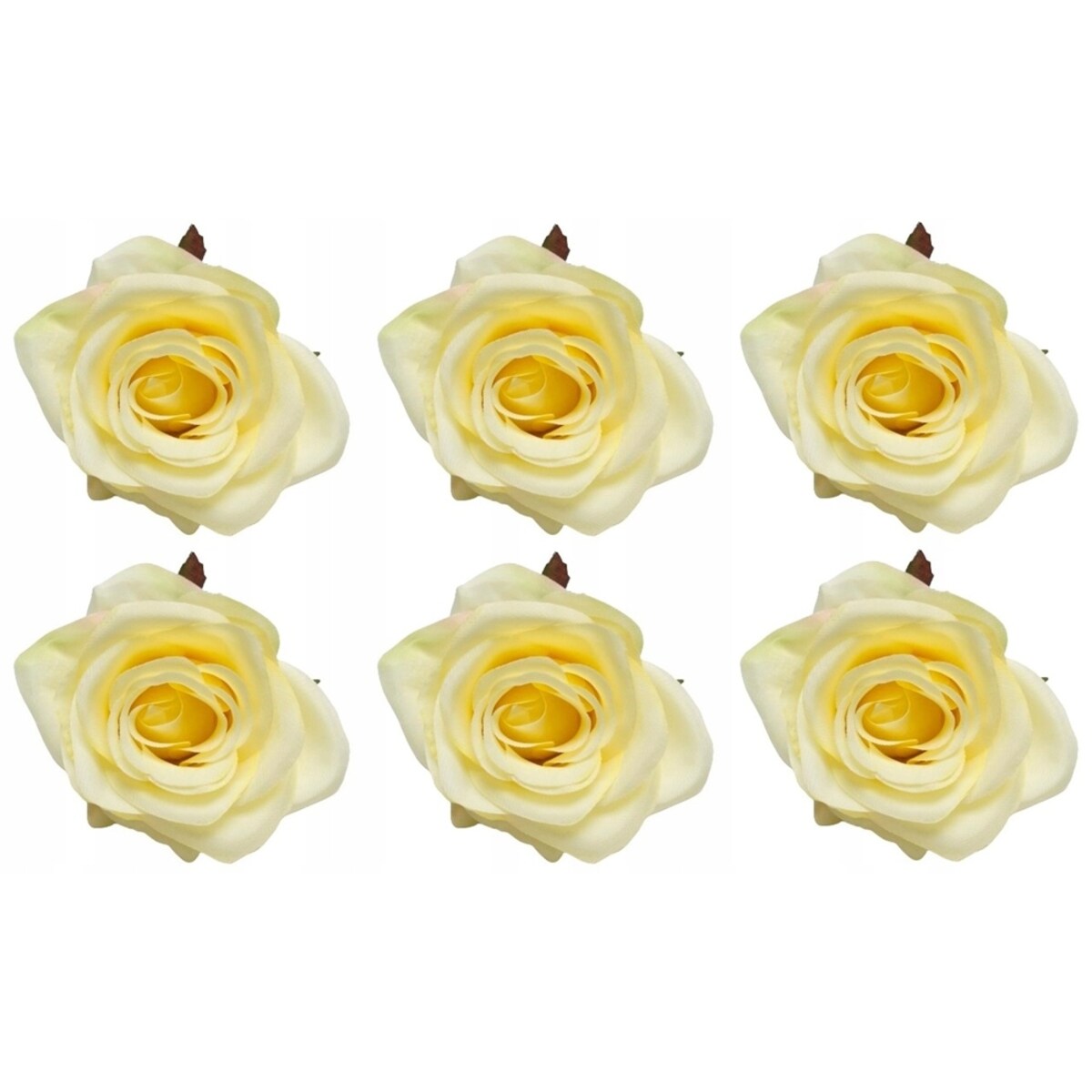 6x RÓŻA SZTUCZNA główka kwiatowa wyrobowa STROIK ŻÓŁTY kompozycja dekoracja
