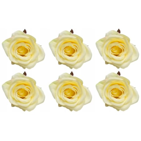 6x RÓŻA SZTUCZNA główka kwiatowa wyrobowa STROIK ŻÓŁTY kompozycja dekoracja
