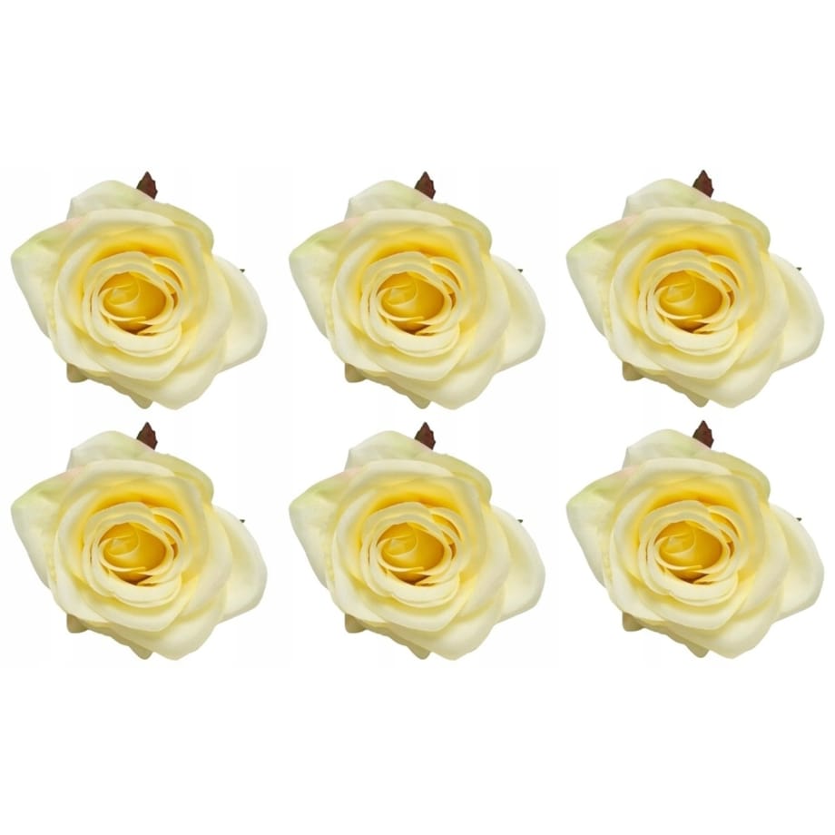 6x RÓŻA SZTUCZNA główka kwiatowa wyrobowa STROIK ŻÓŁTY kompozycja dekoracja
