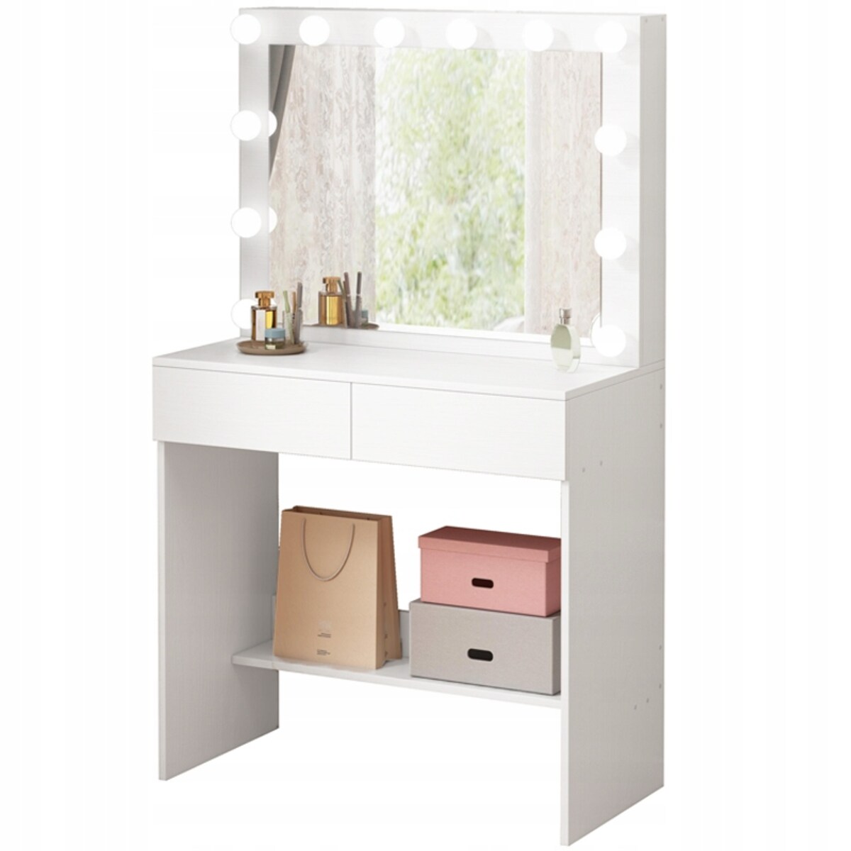 TOALETKA Z LUSTREM LED KOSMETYCZNA MAKIJAŻU WIZAŻU NOWOCZESNA GLAMOUR LOFT