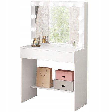 TOALETKA Z LUSTREM LED KOSMETYCZNA MAKIJAŻU WIZAŻU NOWOCZESNA GLAMOUR LOFT