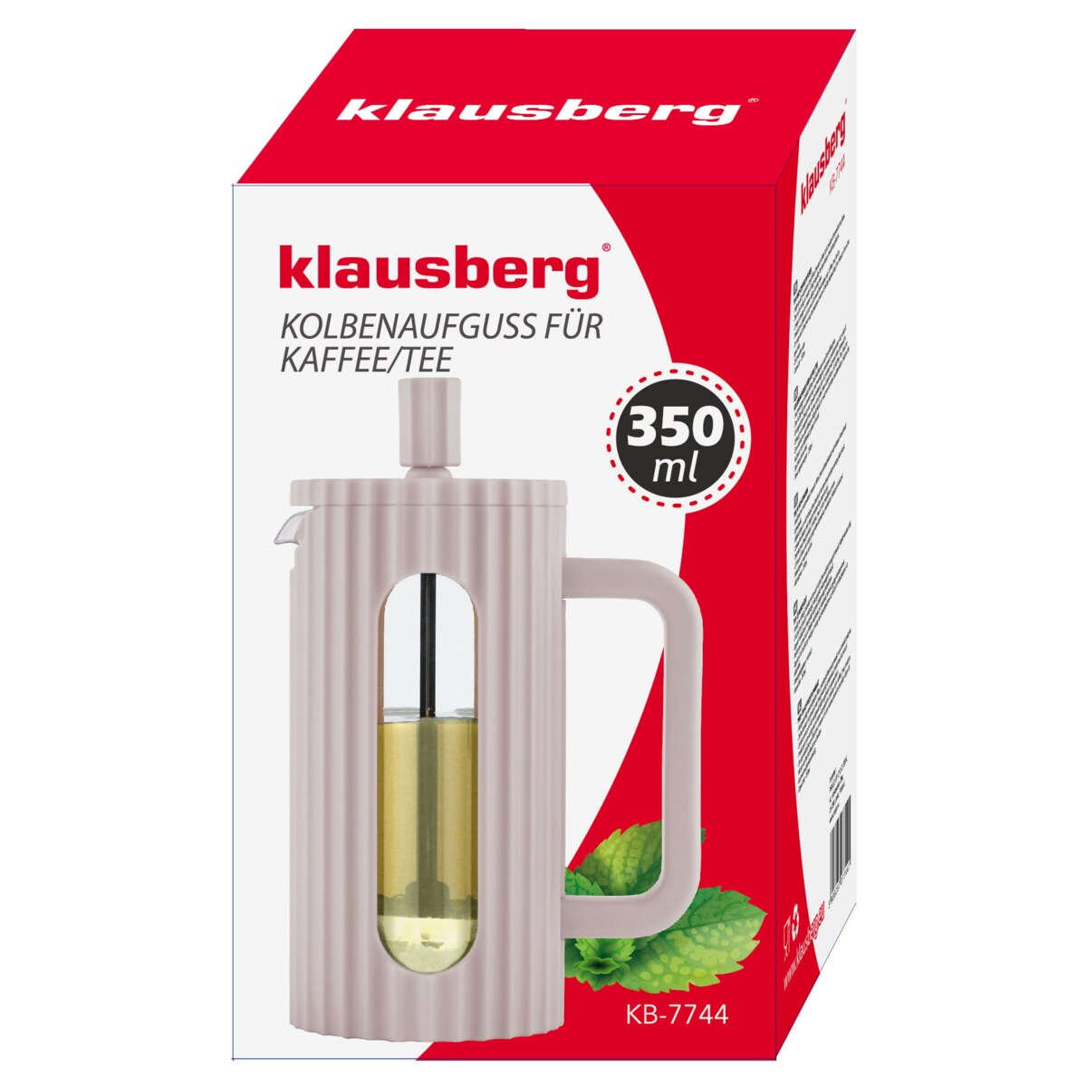 Zaparzacz do herbaty kawy szklany French Press 350 ml beżowy KLAUSBERG