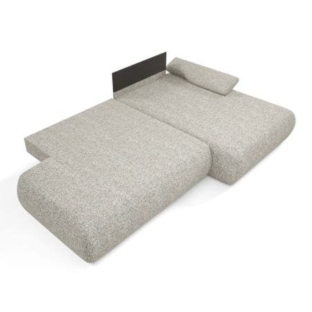 Narożnik rozkładany PENTI z pojemnikiem na pościel, prawy, szaro-beżowy