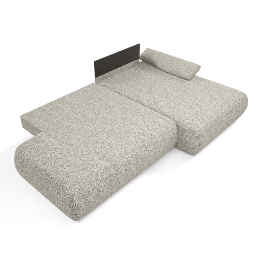 Narożnik rozkładany PENTI z pojemnikiem na pościel, prawy, szaro-beżowy