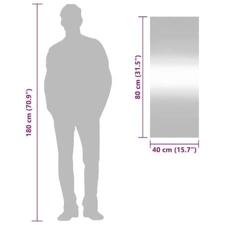 vidaXL Lustro ścienne, 40x100 cm, szklane, prostokątne