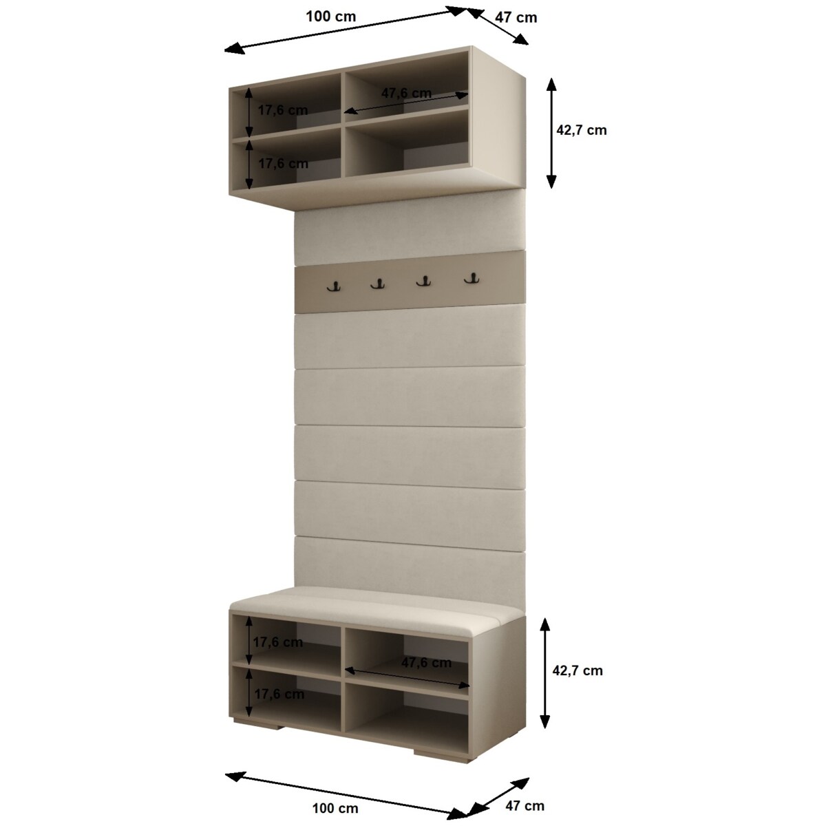 Garderoba do przedpokoju INOVA 3 Z21 kaszmir+złoty+manila02