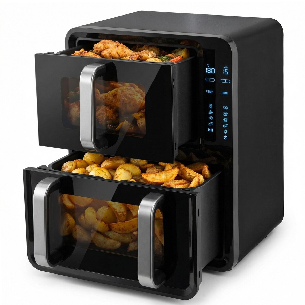 Frytkownica beztłuszczowa Berdsen BD-664 dwukomorowa pionowa 12L Air Fryer 2800W