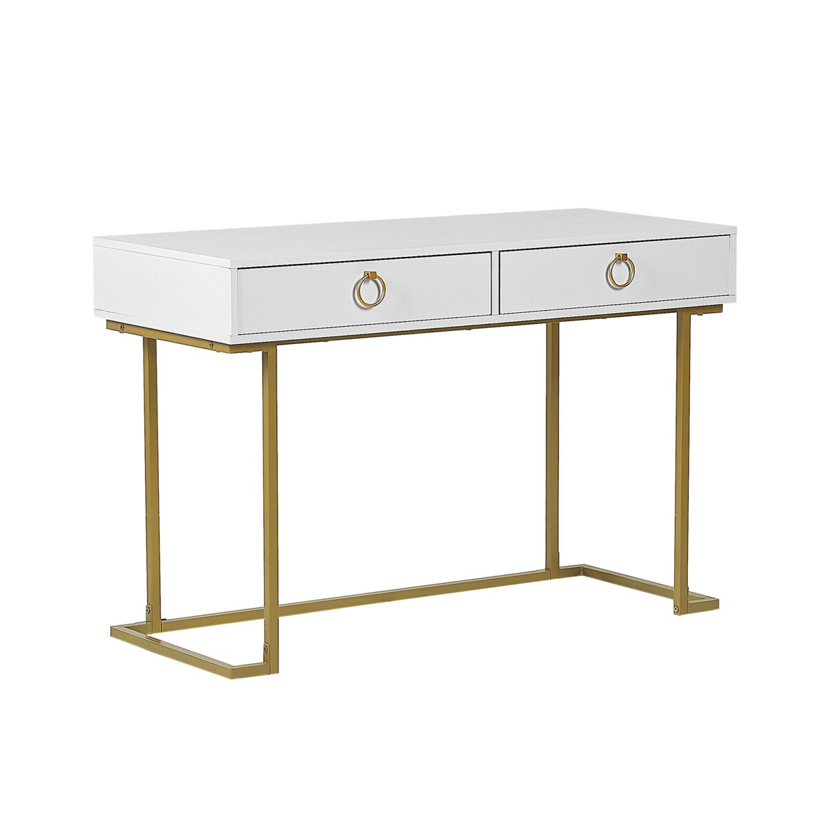 Biurko / Konsola 2 szuflady biało-złota WESTPORT