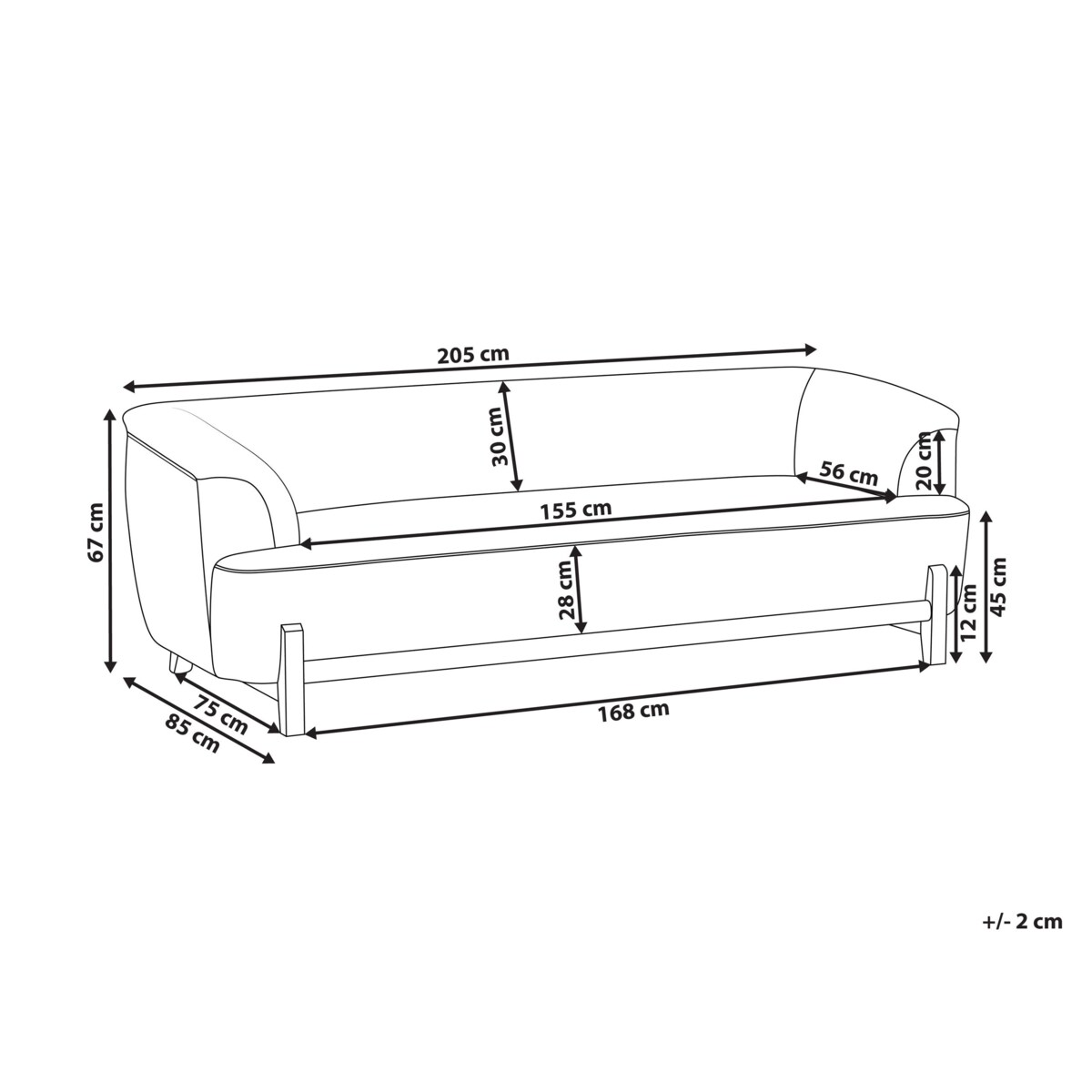 Sofa dla 3 osób ALNOR Szenil Burgundowy