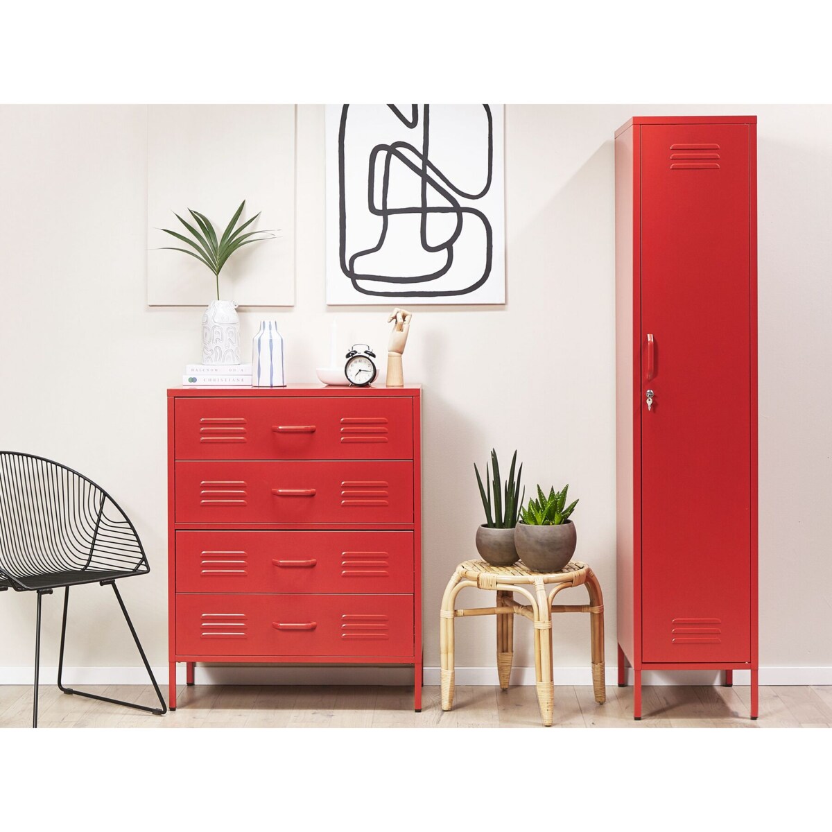 Szafa biurowa metalowa czerwona FROME