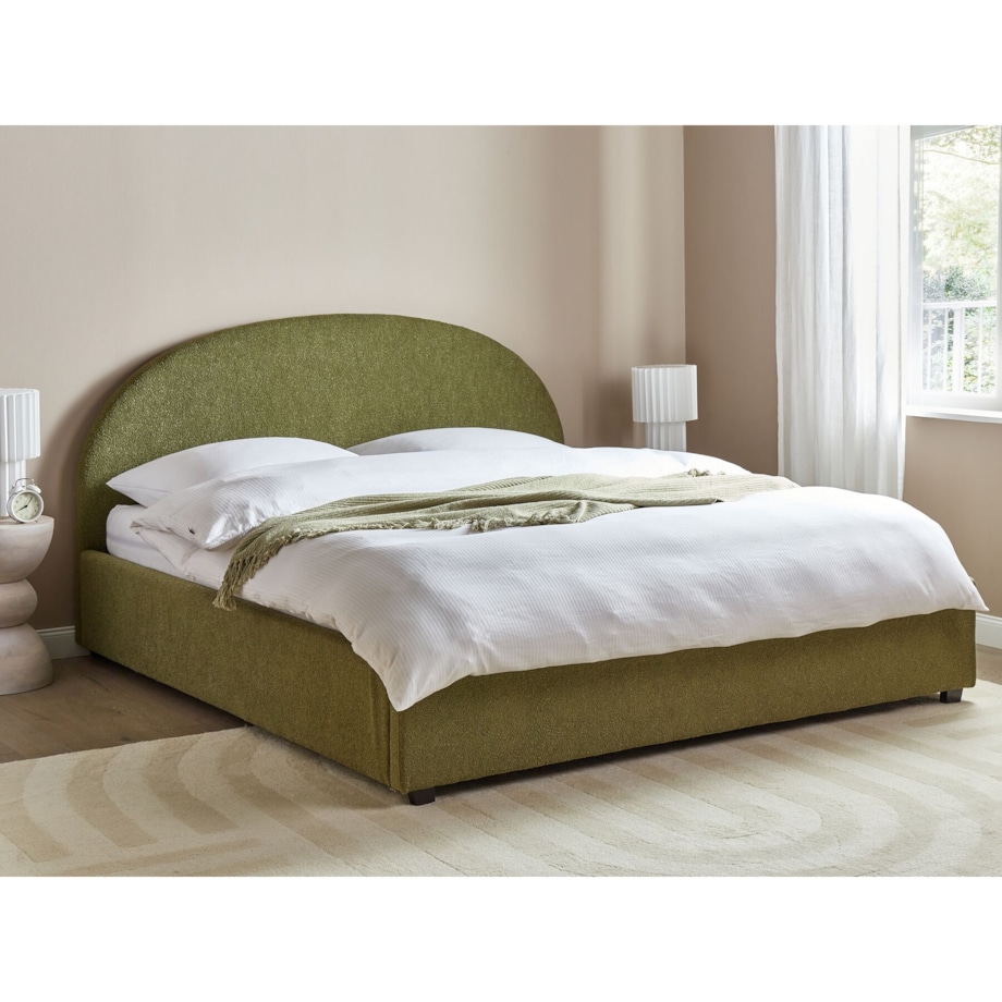 Łóżko z pojemnikiem boucle 180 x 200 cm zielone oliwkowe VAUCLUSE