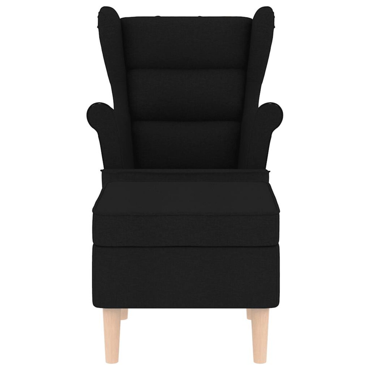 vidaXL Fotel z podnóżkiem, czarny, tapicerowany tkaniną