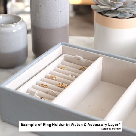 Wkładka duża na pierścionki Stackers jasnoszara velvet