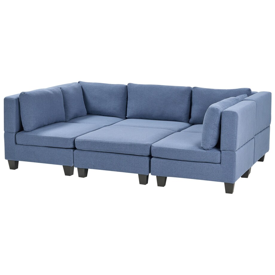 Sofa modułowa 5-osobowa z otomaną niebieska UNSTAD
