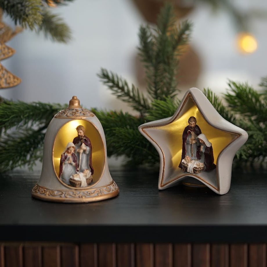 VILLA ITALIA Szopka bożonarodzeniowa LED Dzwonek 9 cm HOLY FAMILY