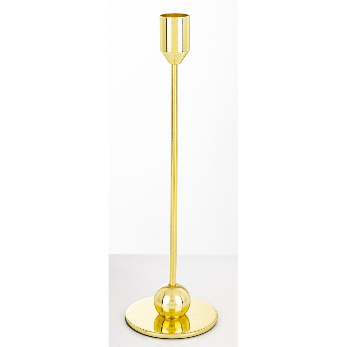 Świecznik metalowy złoty 26x8 x8 cm SOTILLE z 1 kulką u podstawy
