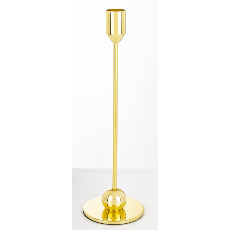 Świecznik metalowy złoty 26x8 x8 cm SOTILLE z 1 kulką u podstawy