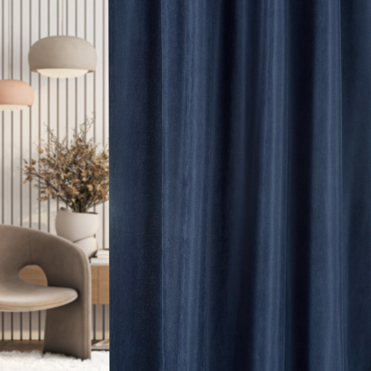 Zasłona na taśmie marszczącej granatowa aksamitna 140 x 280 cm 1 szt. 140x280 granatowy