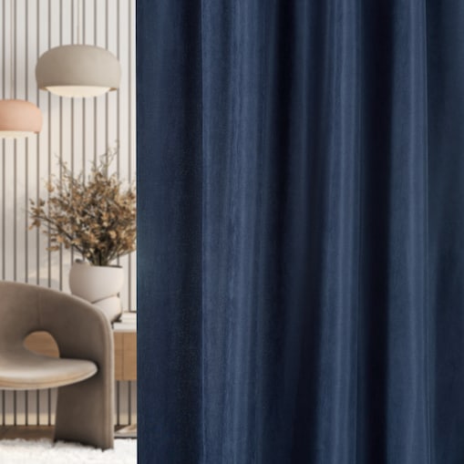 Zasłona na taśmie marszczącej granatowa aksamitna 140 x 280 cm 1 szt. 140x280 granatowy