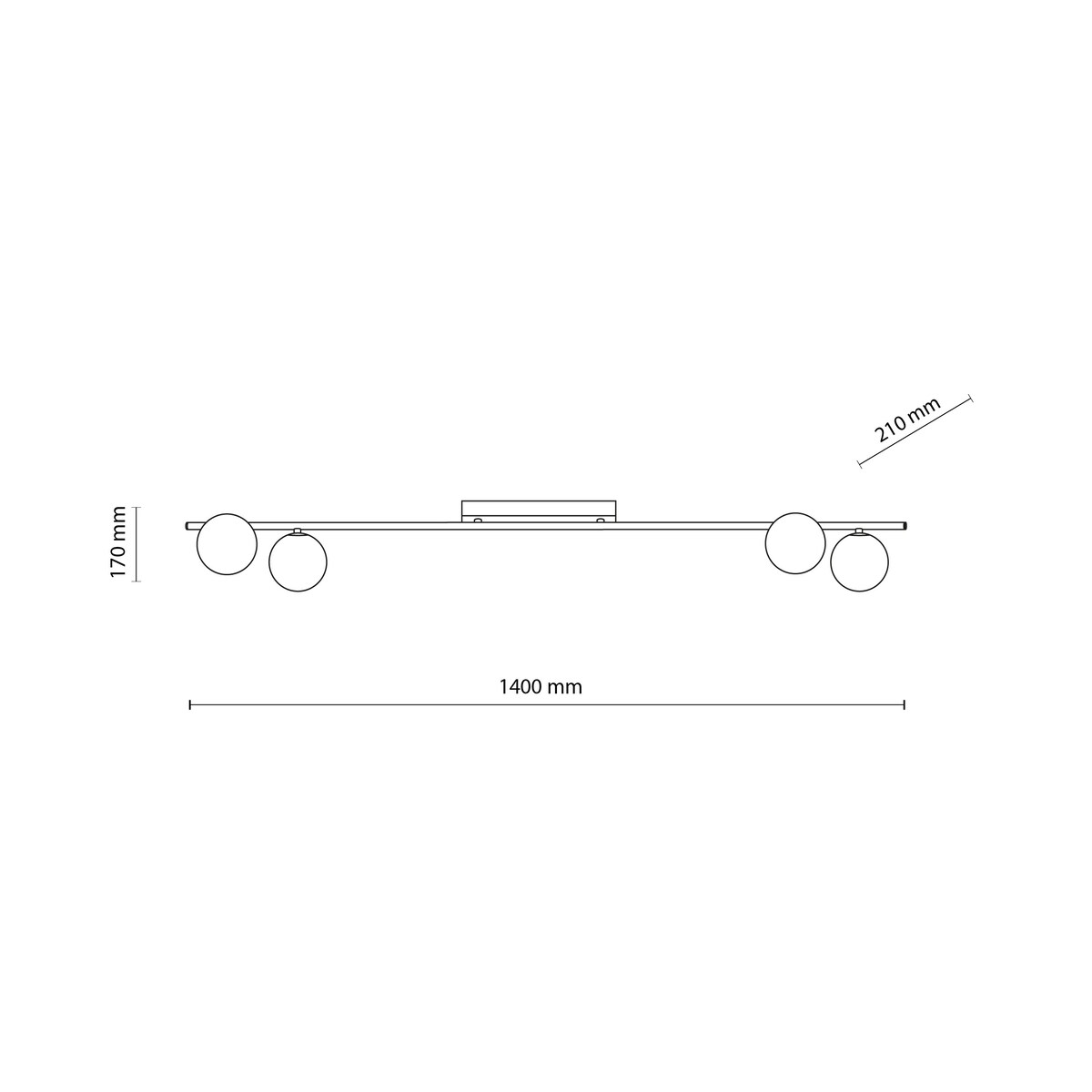 Lampa sufitowa TK Lighting IMELO BLACK 4xG9 czarna listwa białe kule 141 cm nowoczesna do salonu i kuchni