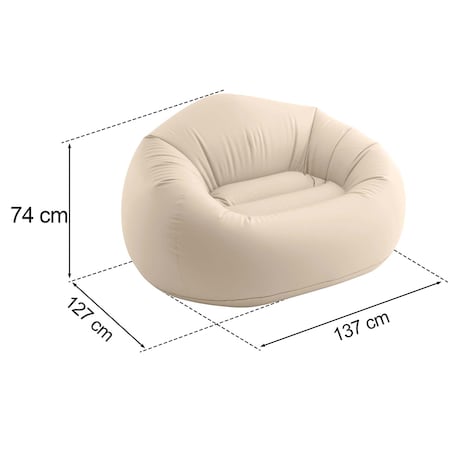 Pufa Fotel Dmuchany Intex 66505 welurowy Jednoosobowy 137x127x74 cm beżowy