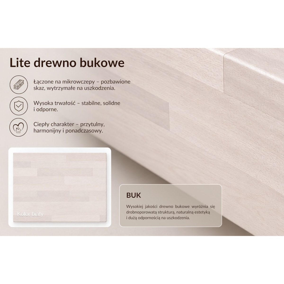 Drewniane bukowe biurko / toaletka z szufladami Visby LISA/ kolor biały
