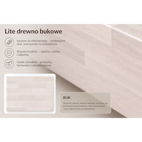 Drewniane bukowe biurko / toaletka z szufladami Visby LISA/ kolor biały