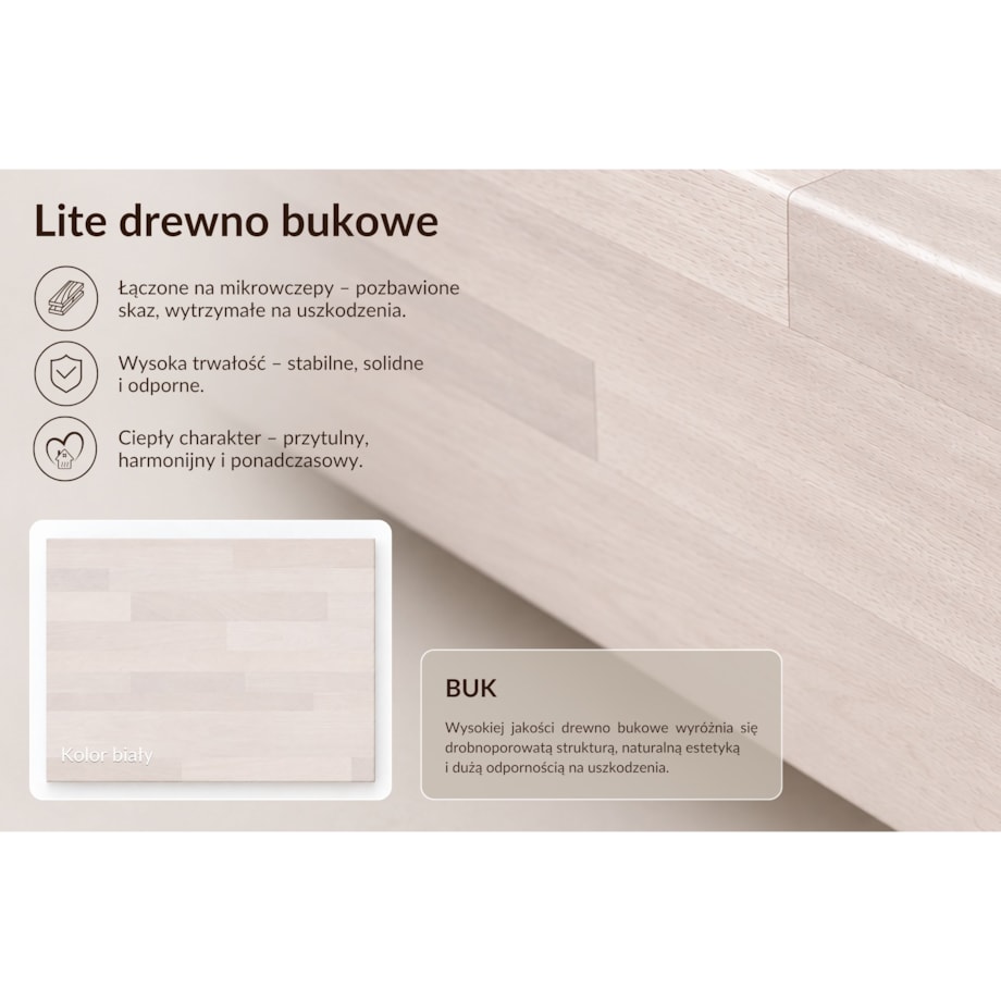 Drewniane bukowe biurko / toaletka z szufladami Visby LISA/ kolor biały