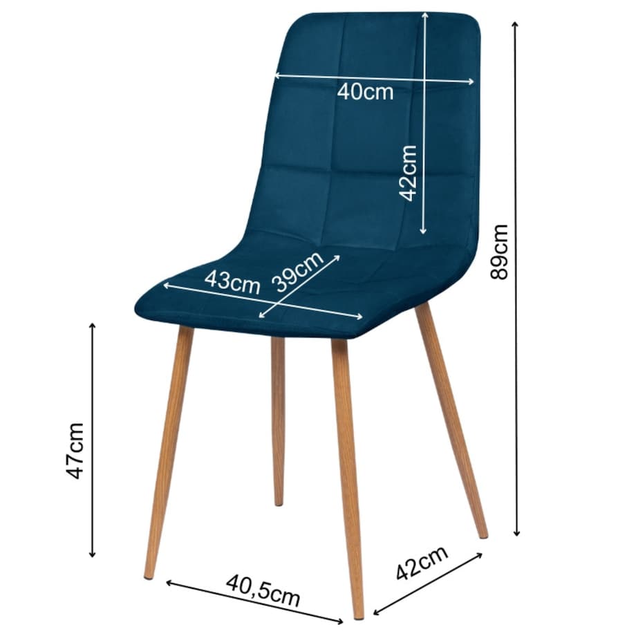 Krzesło tapicerowane do salonu granatowe welurowe pikowane