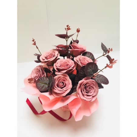 Dzień mamy BUKIET Z KWIATÓW MYDLANYCH róża doniczka prezenty urodziny box