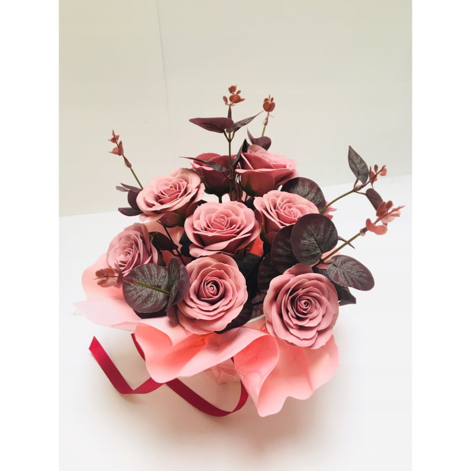 Dzień mamy BUKIET Z KWIATÓW MYDLANYCH róża doniczka prezenty urodziny box