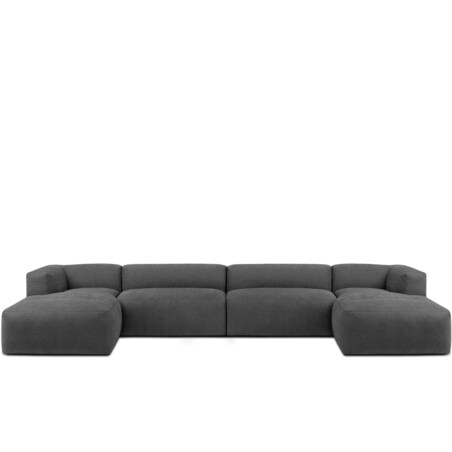 KONSIMO BUFFO 7/8-osobowa panoramiczna sofa narożna z wyjątkowo miękkim siedziskiem, kolor popielaty
