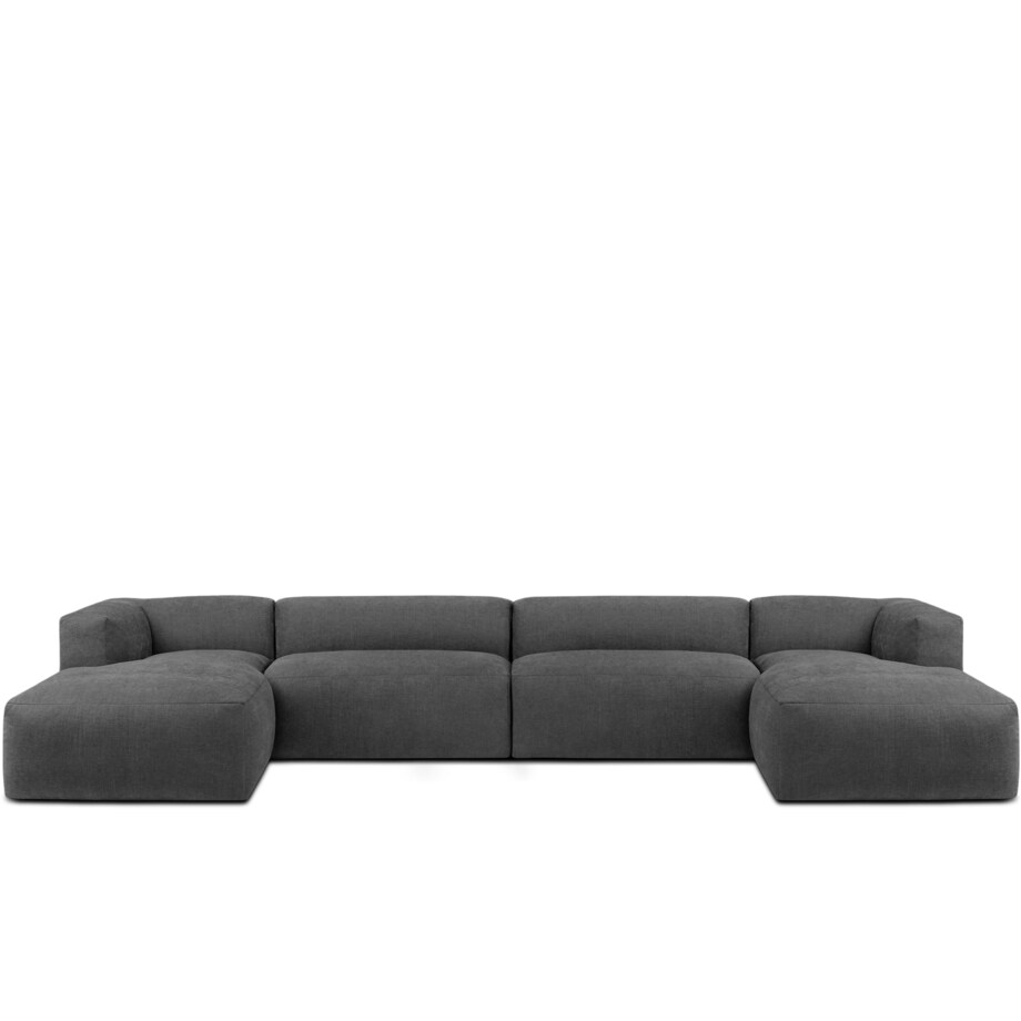 KONSIMO BUFFO 7/8-osobowa panoramiczna sofa narożna z wyjątkowo miękkim siedziskiem, kolor popielaty